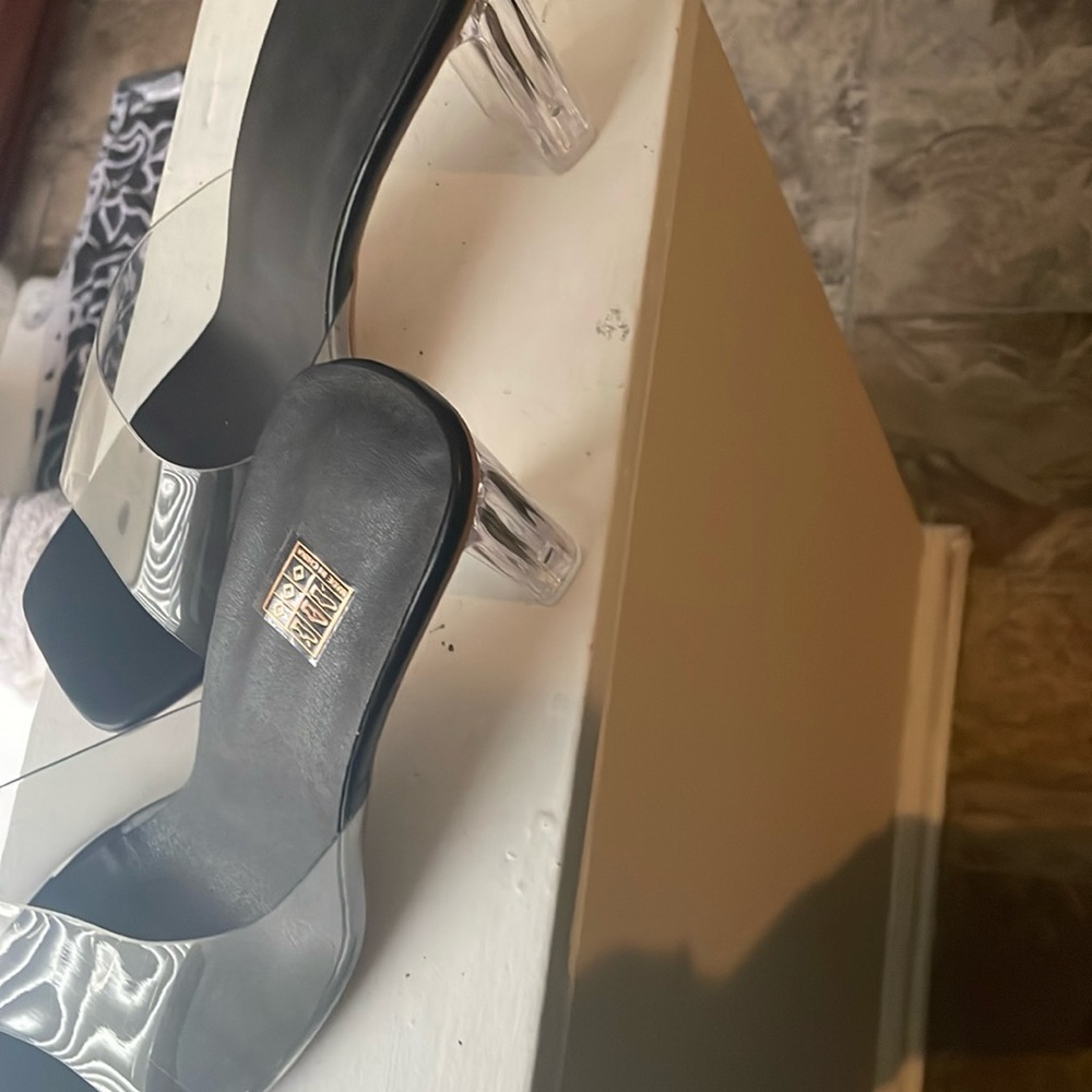 Clear black heels